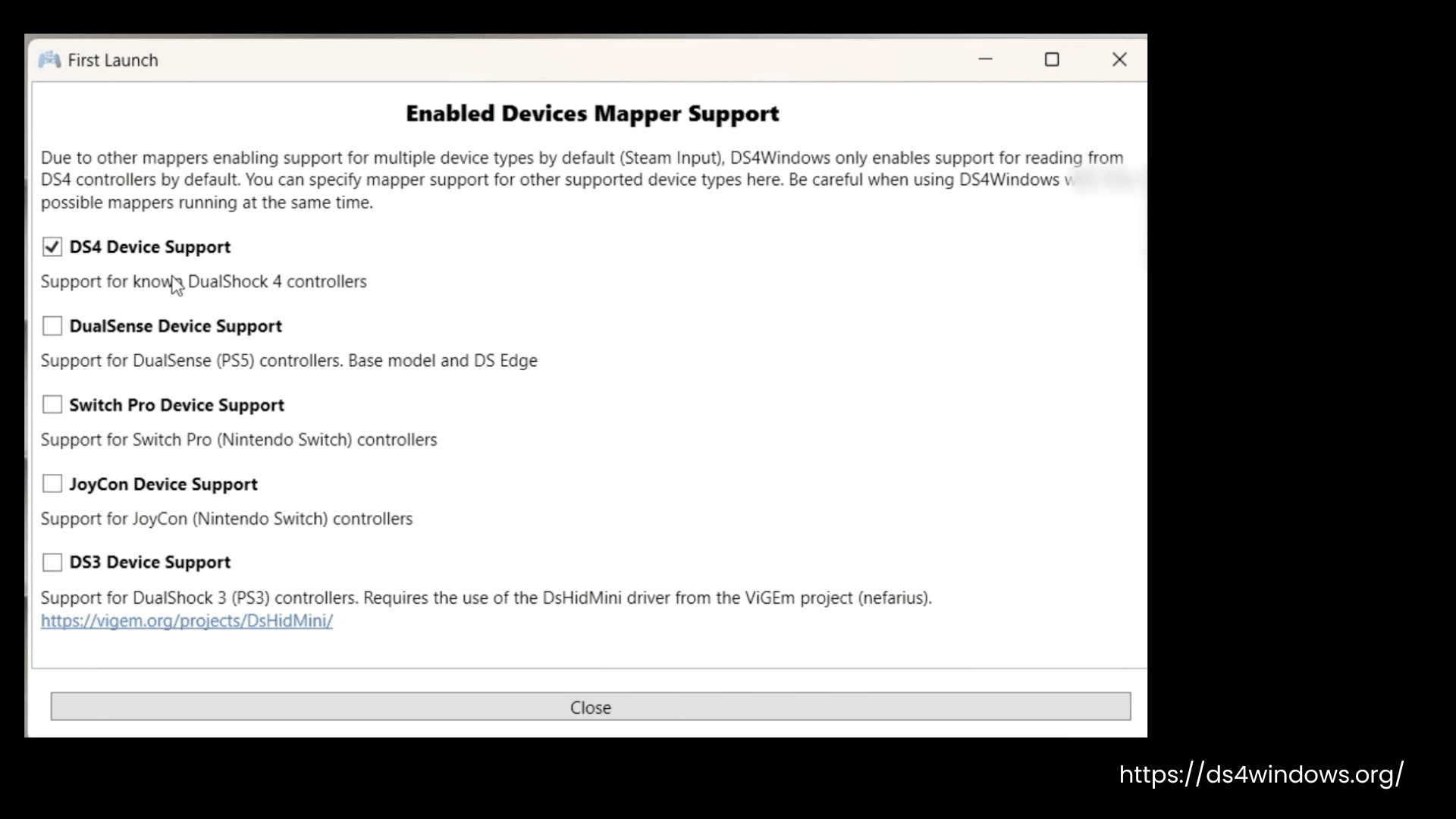 DS4Windows First Launch