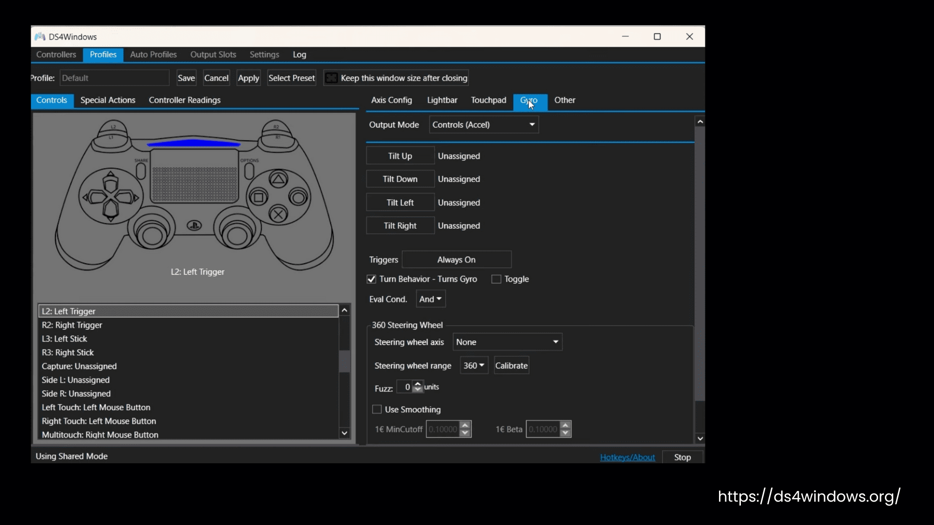 DS4Windows Gyro Settings