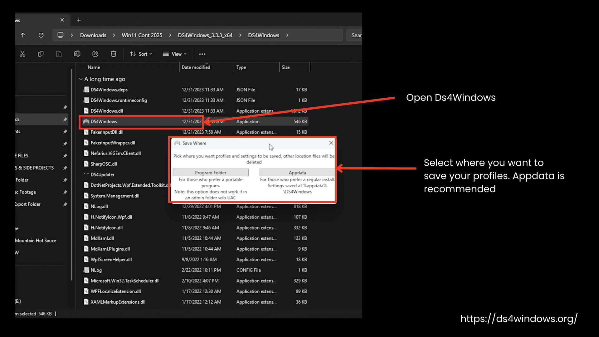Select where you want to save your profiles