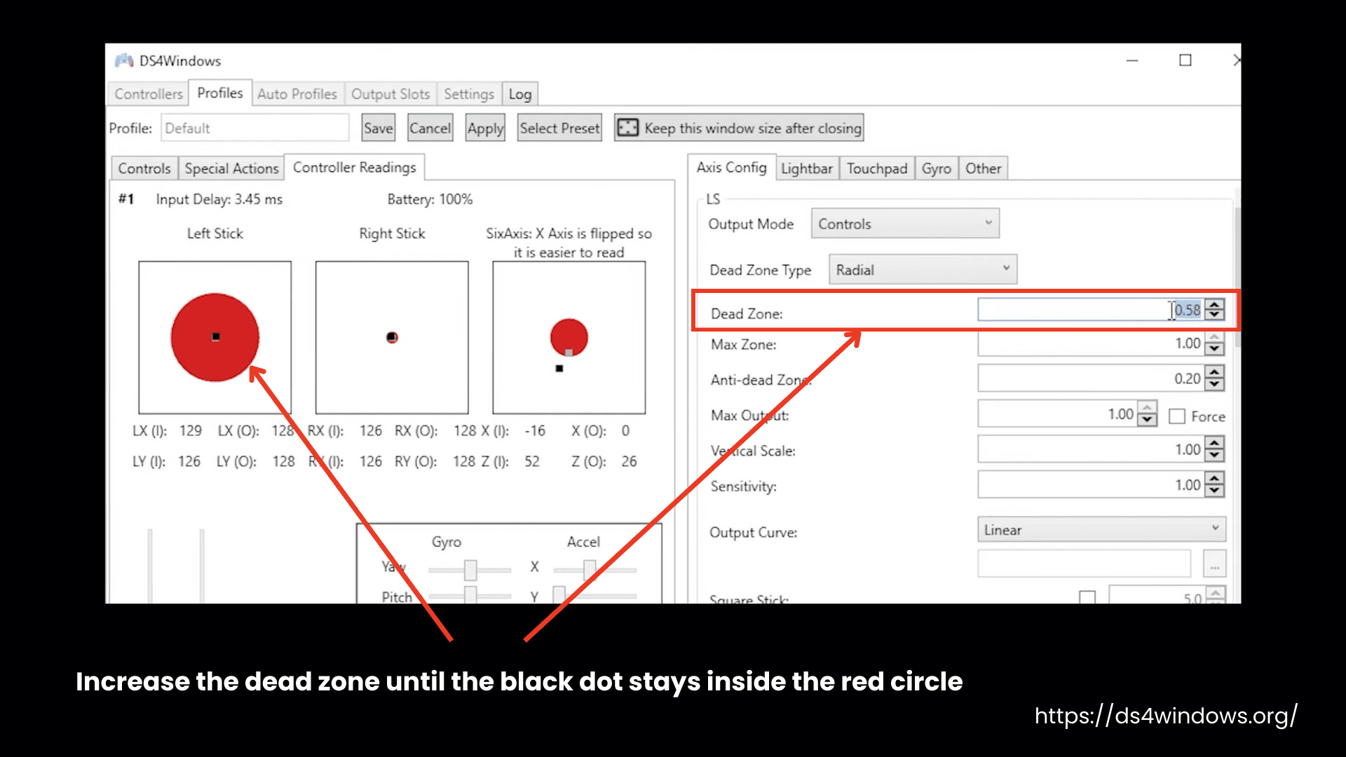 Adjust the Dead Zone