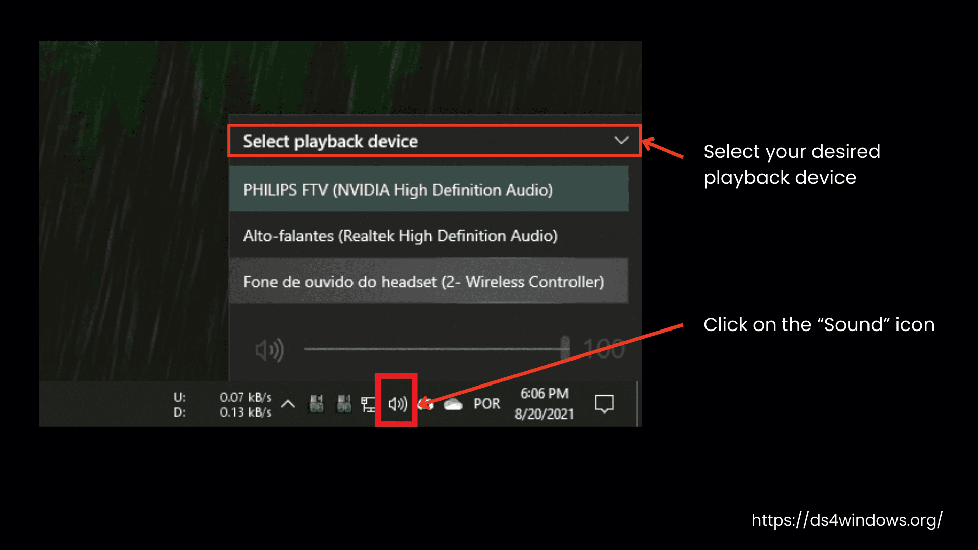 Click on Sound Icon