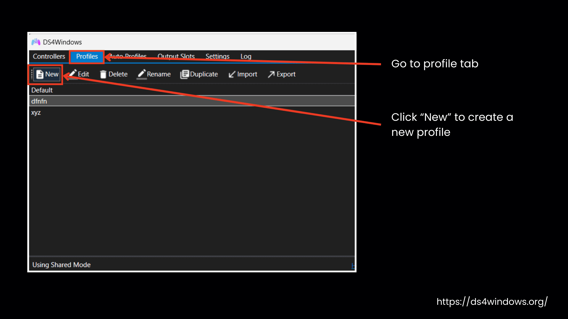 Create a new profile