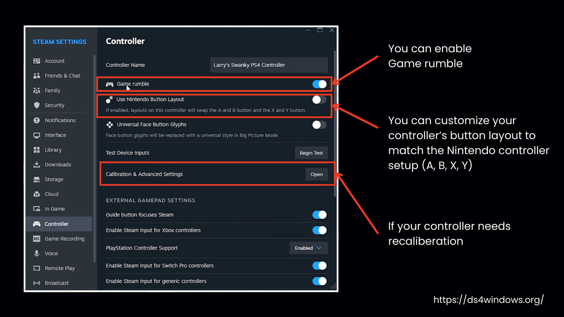 Customizing Controller Options