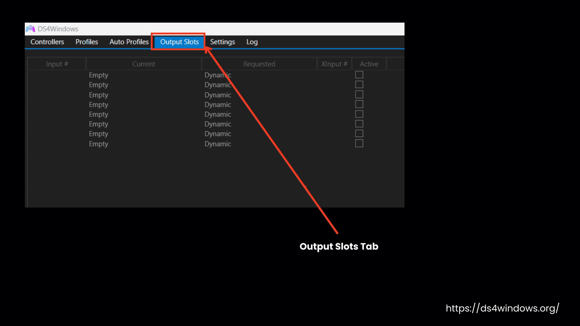 Output Slots Tab - DS4Windows