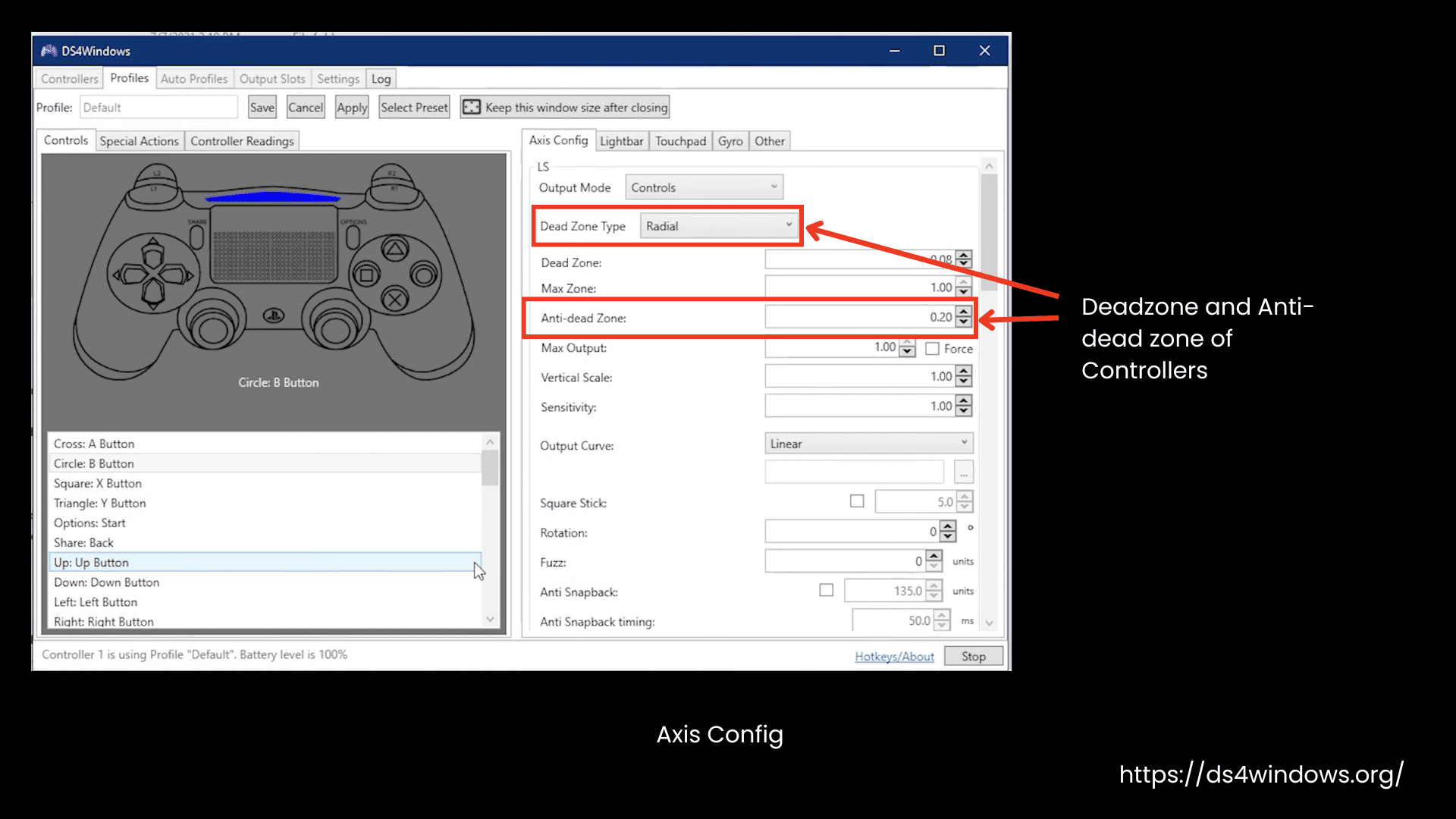 Dead and Anti dead zone of controller