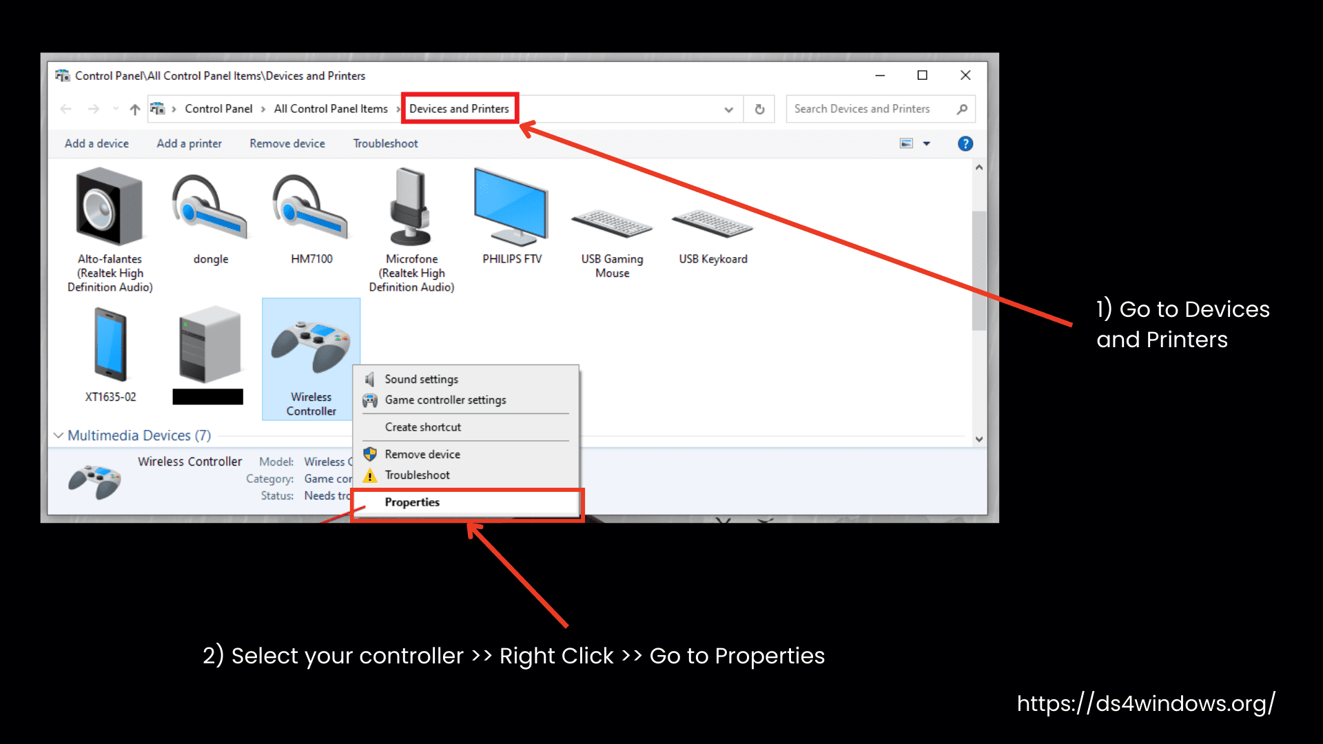 Go to Controller Properties