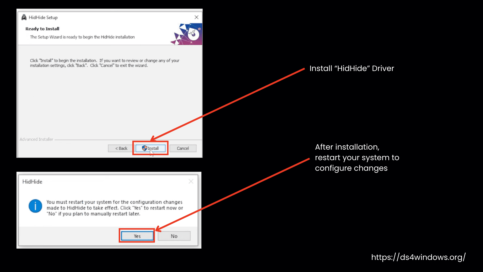 Installing HidHide Driver