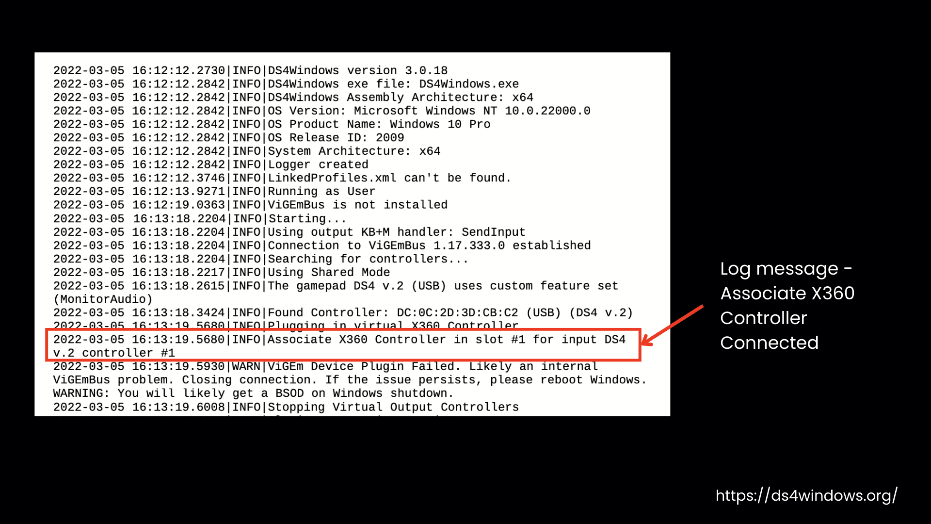 Log Message: Associate X360 Controller Connected