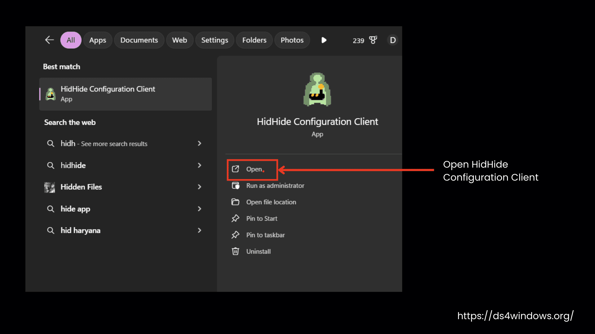 Open HidHide Configuration Client
