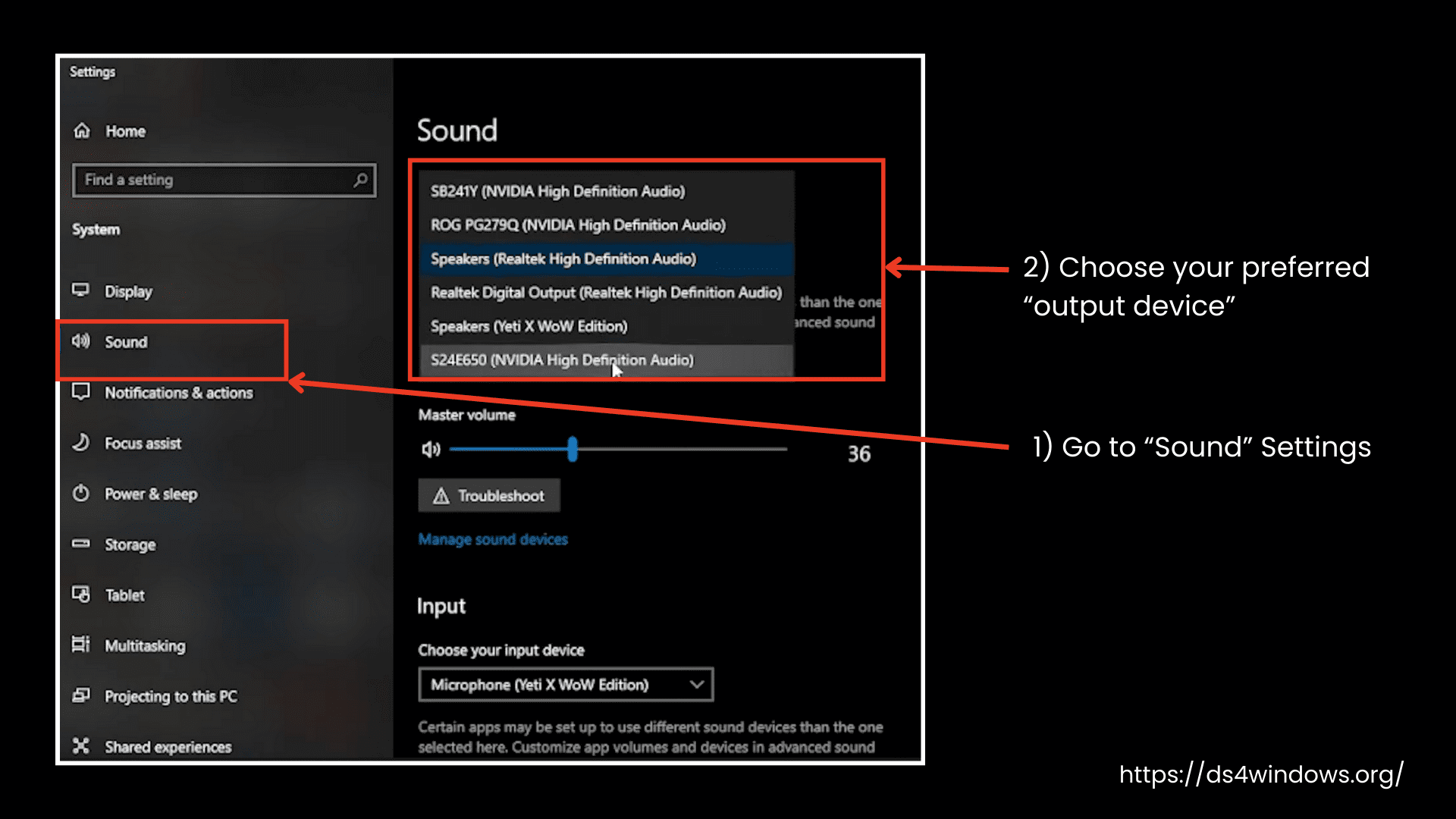 Select Your Desired Speaker or Headset