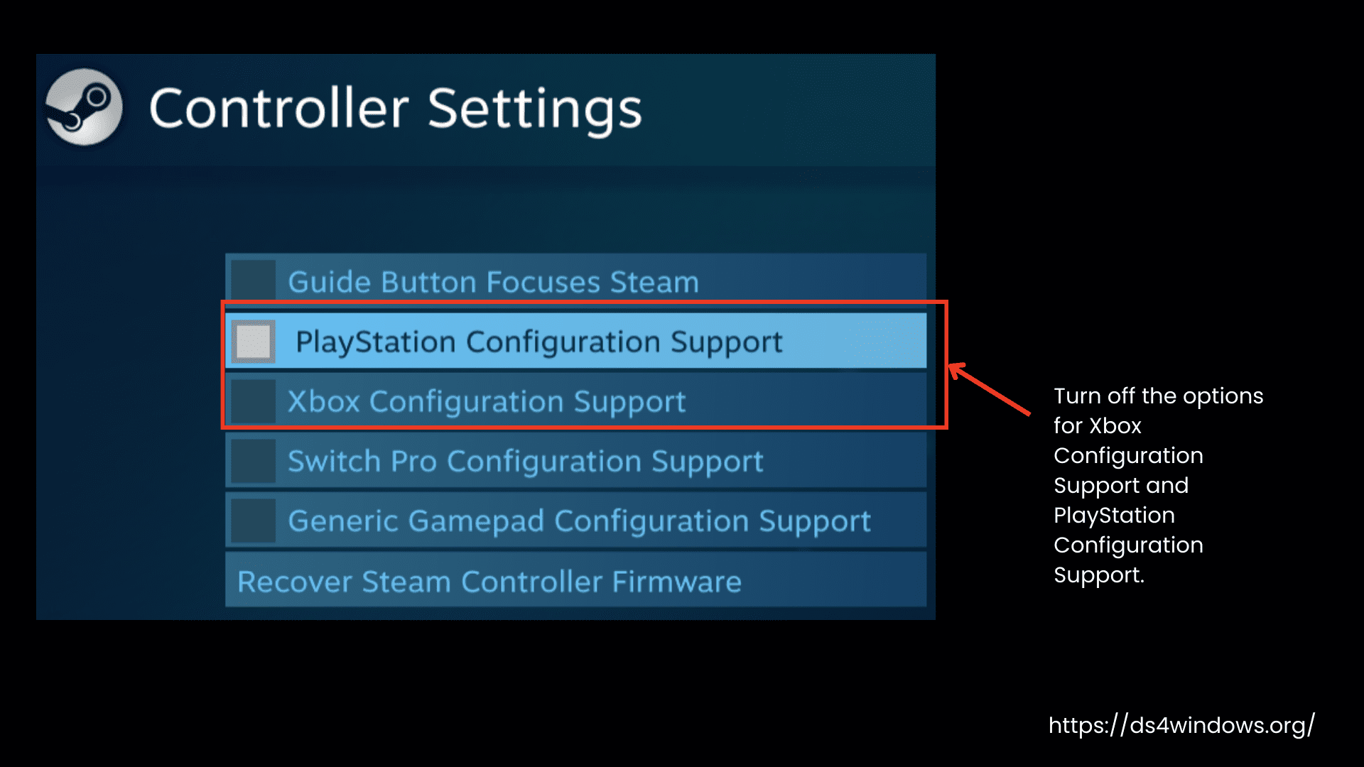 Turn off the Xbox and PlayStation Configuration