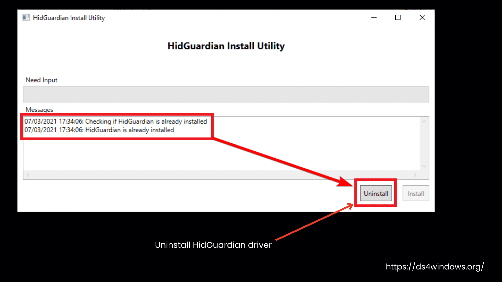 Uninstall HidGuardian Driver