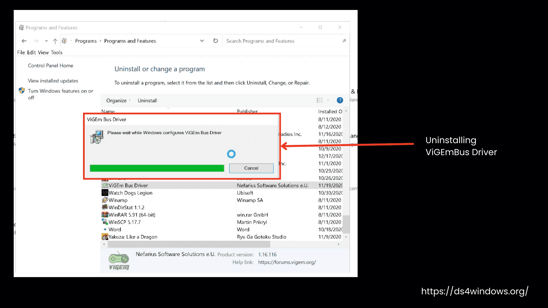 Uninstalling ViGRmBus Driver