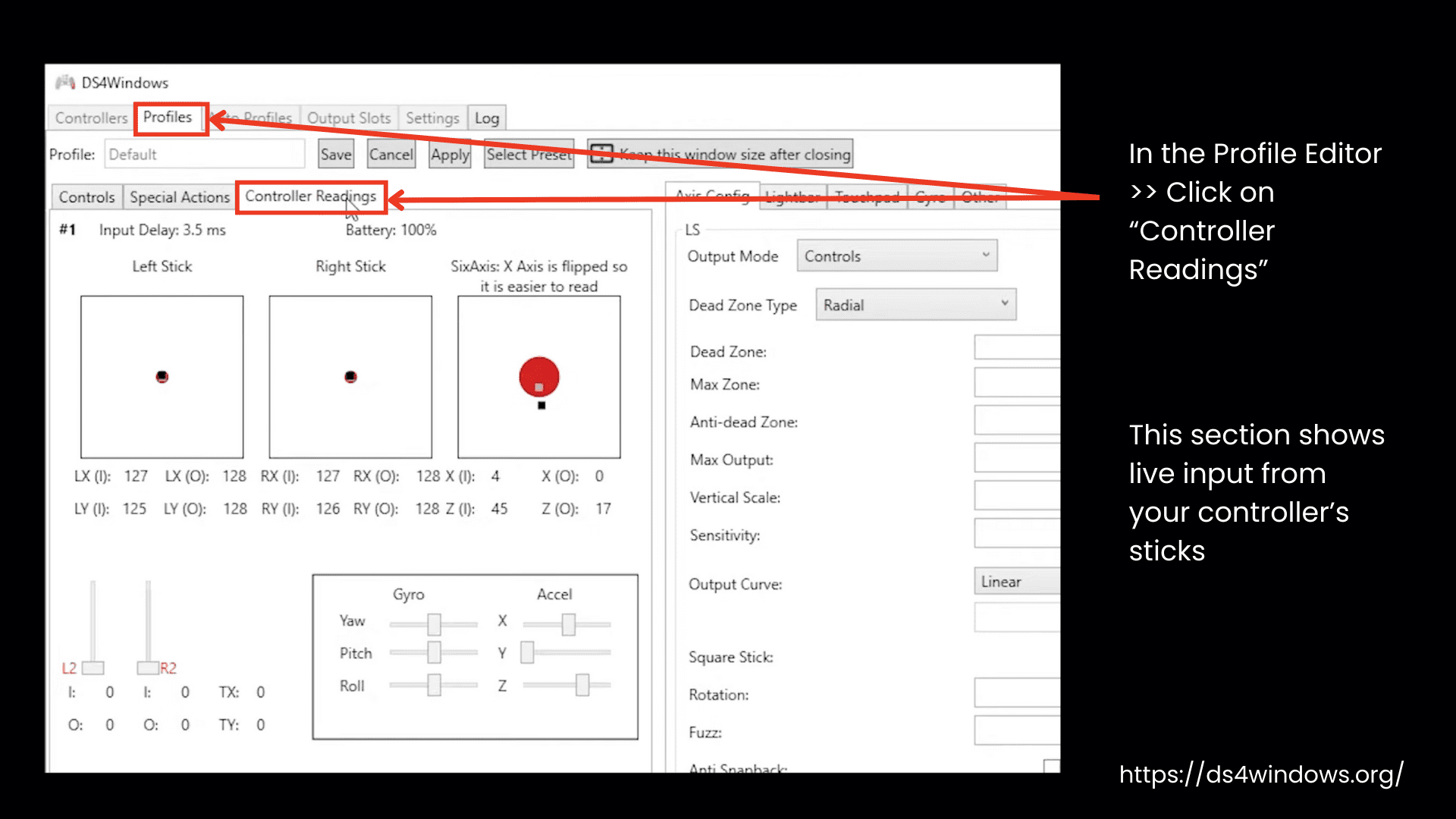 Use the Controller Readings Tab